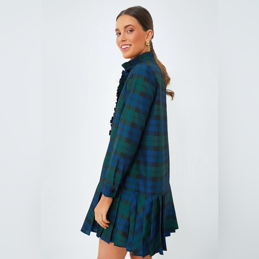Tuckernuck blackwatch plaid pleated dropwaste dress NEW - Picture 5 of 12